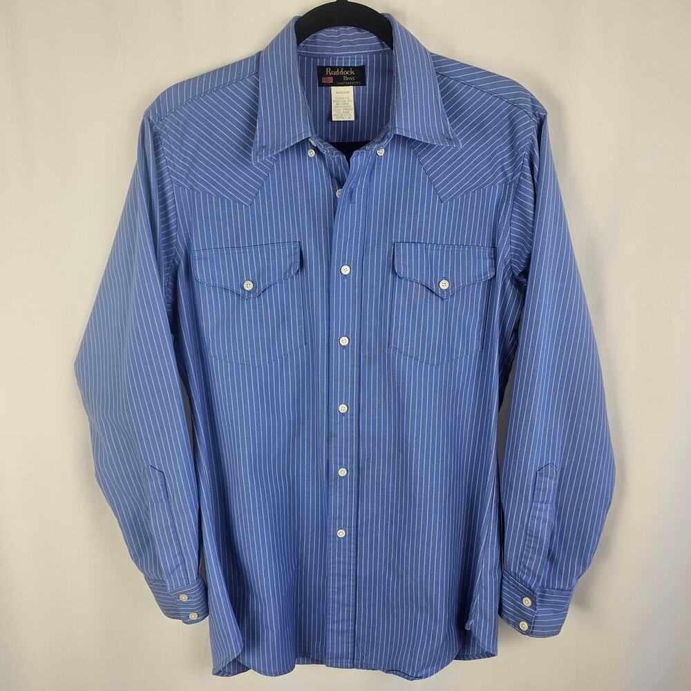 RUDDOCK BROS Western Button Down Shirt USA VTG 90s Pinstripe Cowboy Ranchwear